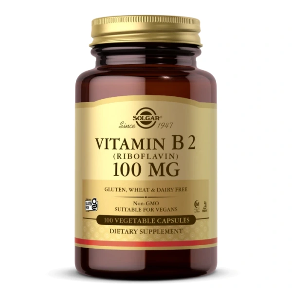 SOLGAR Vitamin B2 (Ribolfavin) 100 mg (100 kaps.)  [WYŁĄCZNIE DO SPRZEDAŻY MIĘDZYNARODOWEJ]